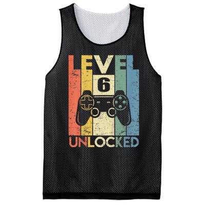 Kids Level 6 Unlocked Funny Video Gamer 6th Birthday Gift Mesh Reversible Basketball Jersey Tank