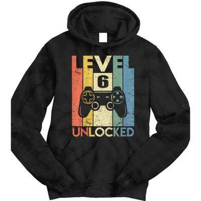 Kids Level 6 Unlocked Funny Video Gamer 6th Birthday Gift Tie Dye Hoodie