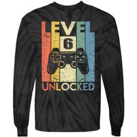 Kids Level 6 Unlocked Funny Video Gamer 6th Birthday Gift Tie-Dye Long Sleeve Shirt