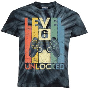 Kids Level 6 Unlocked Funny Video Gamer 6th Birthday Gift Kids Tie-Dye T-Shirt