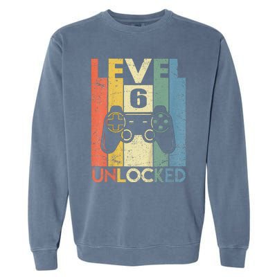 Kids Level 6 Unlocked Funny Video Gamer 6th Birthday Gift Garment-Dyed Sweatshirt