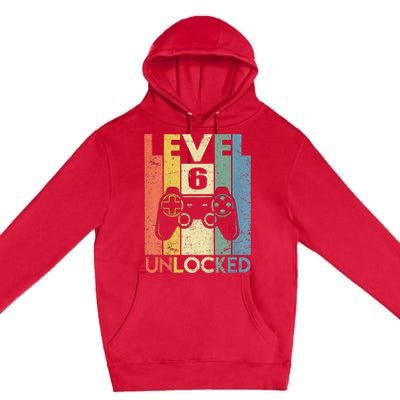 Kids Level 6 Unlocked Funny Video Gamer 6th Birthday Gift Premium Pullover Hoodie