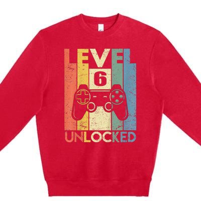 Kids Level 6 Unlocked Funny Video Gamer 6th Birthday Gift Premium Crewneck Sweatshirt