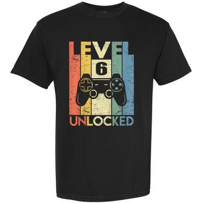 Kids Level 6 Unlocked Funny Video Gamer 6th Birthday Gift Garment-Dyed Heavyweight T-Shirt