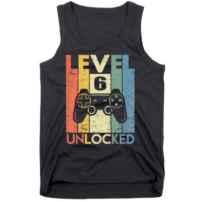 Kids Level 6 Unlocked Funny Video Gamer 6th Birthday Gift Tank Top