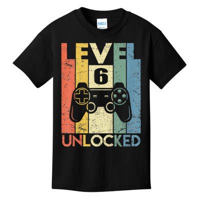 Kids Level 6 Unlocked Funny Video Gamer 6th Birthday Gift Kids T-Shirt