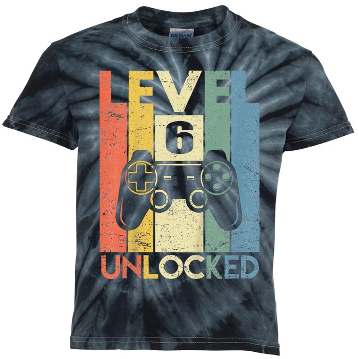 Kids Level 6 Unlocked Funny Video Gamer 6th Birthday Gift Kids Tie-Dye T-Shirt