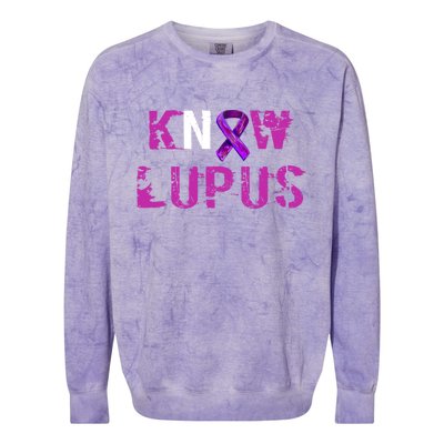 Know Lupus Awareness Great Gift Purple Ribbon Support Colorblast Crewneck Sweatshirt