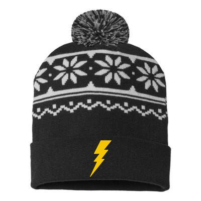 Lightning Bolt Graphic USA-Made Snowflake Beanie