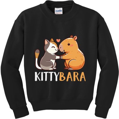 Kittybara Love Capybara Cat Kids Sweatshirt