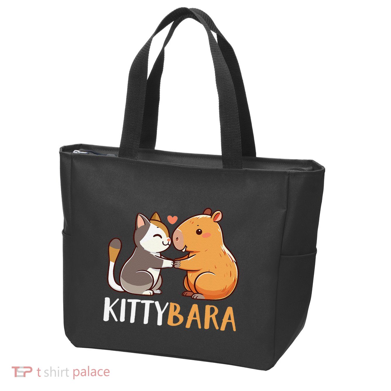 Kittybara Love Capybara Cat Zip Tote Bag