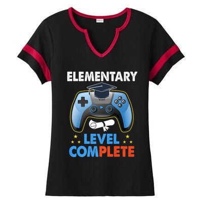 Kindergarten Level Complete Graduation Class Gamer Ladies Halftime Notch Neck Tee