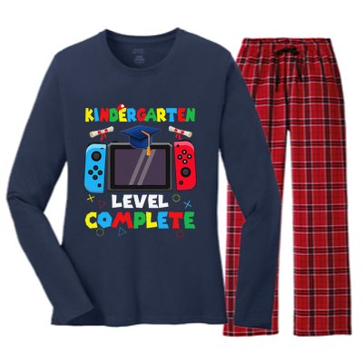 Kindergarten Level Complete Graduation Class 2024 Gamer Women's Long Sleeve Flannel Pajama Set 