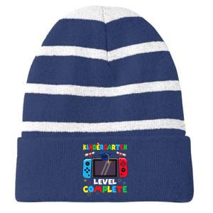 Kindergarten Level Complete Graduation Class 2024 Gamer Striped Beanie with Solid Band