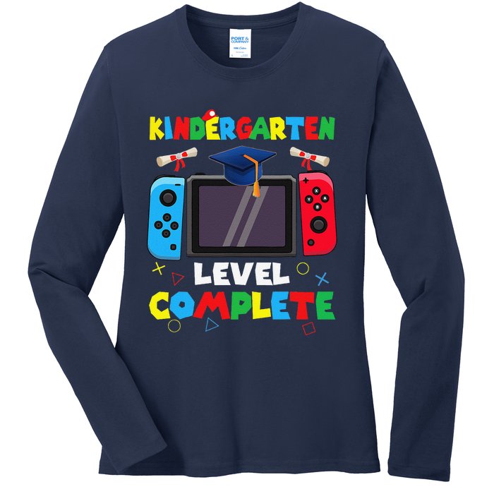 Kindergarten Level Complete Graduation Class 2024 Gamer Ladies Long Sleeve Shirt