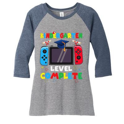 Kindergarten Level Complete Graduation Class 2024 Gamer Women's Tri-Blend 3/4-Sleeve Raglan Shirt