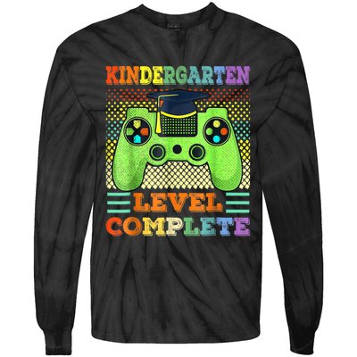 Kindergarten Level Complete Graduation Class Gamer Tie-Dye Long Sleeve Shirt