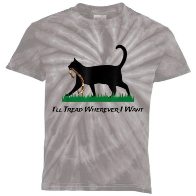 Kamala Lady Cat 2024 ILl Tread Wherever I Want Kids Tie-Dye T-Shirt