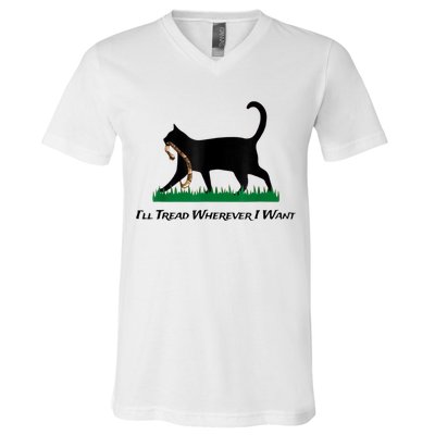 Kamala Lady Cat 2024 ILl Tread Wherever I Want V-Neck T-Shirt