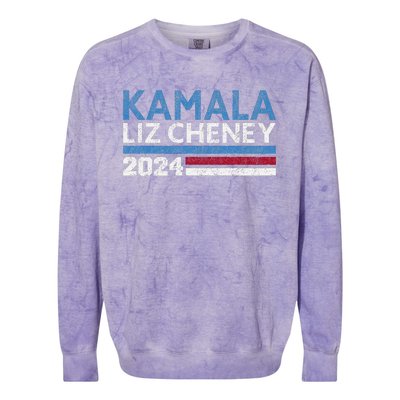 Kamala Liz Cheney 2024 Vintage Design Colorblast Crewneck Sweatshirt