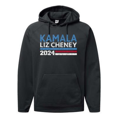 Kamala Liz Cheney 2024 Vintage Design Performance Fleece Hoodie