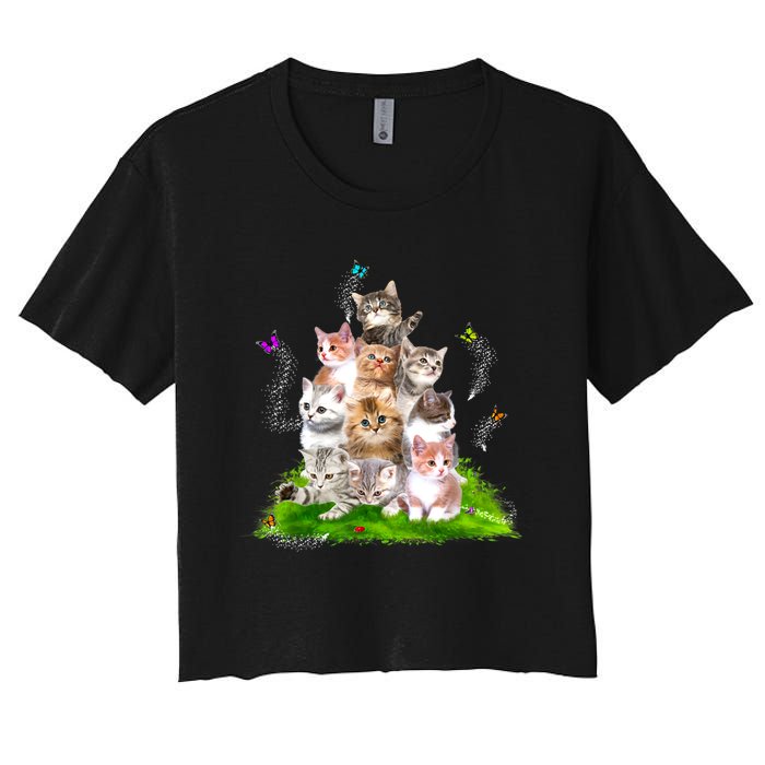 Kitten Lover Cat Lover Cute Cat Women's Crop Top Tee