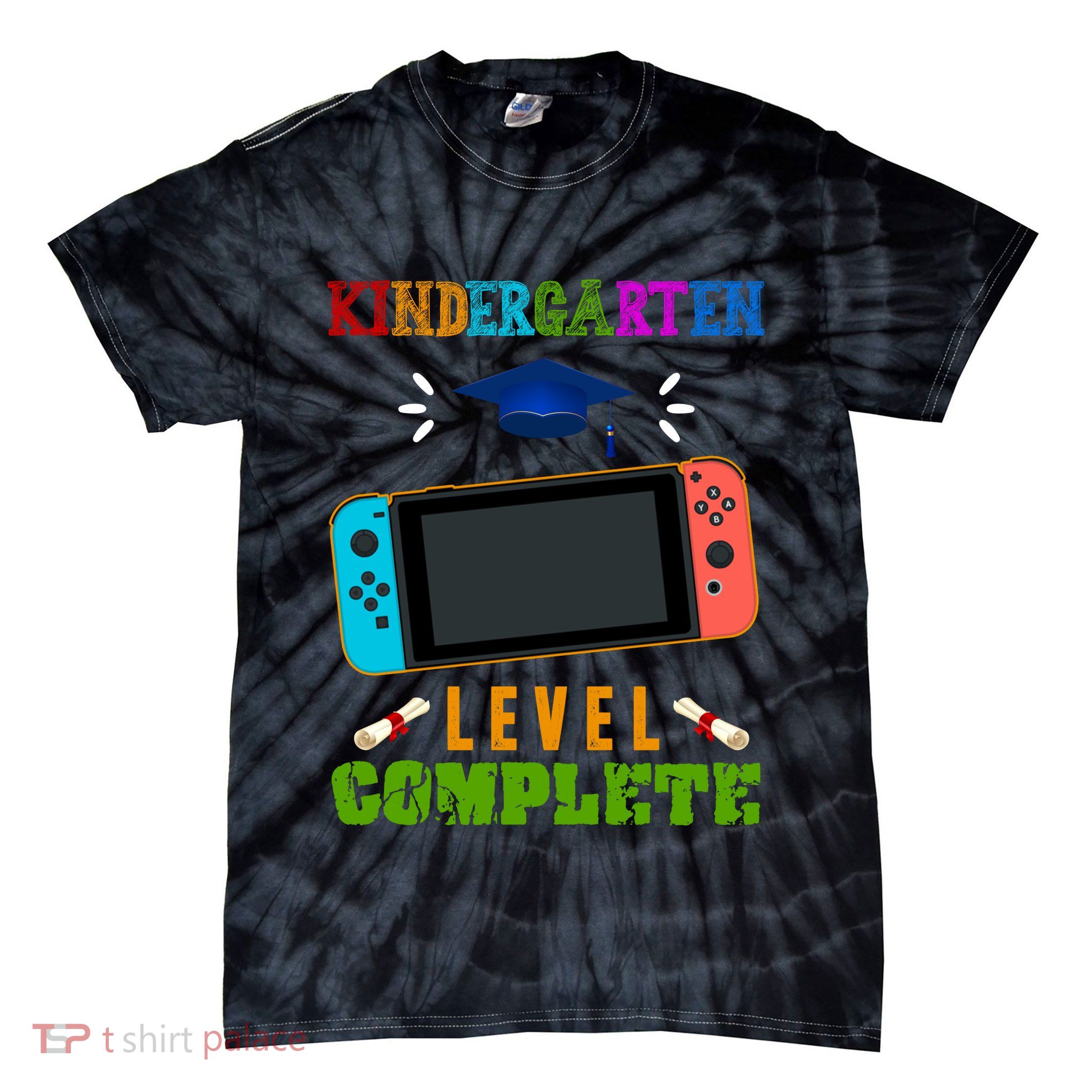 Kindergarten Level Complete Video Game Tie-Dye T-Shirt