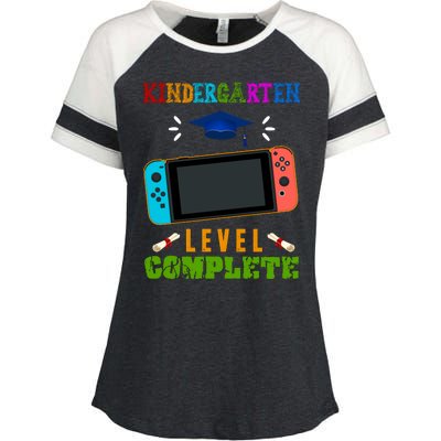 Kindergarten Level Complete Video Game Enza Ladies Jersey Colorblock Tee