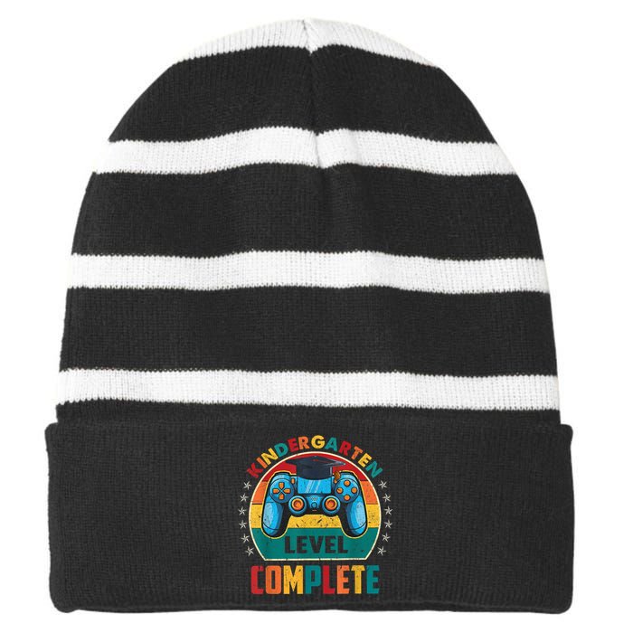 Kindergarten Level Complete Graduation Class Gamer Boy Striped Beanie with Solid Band