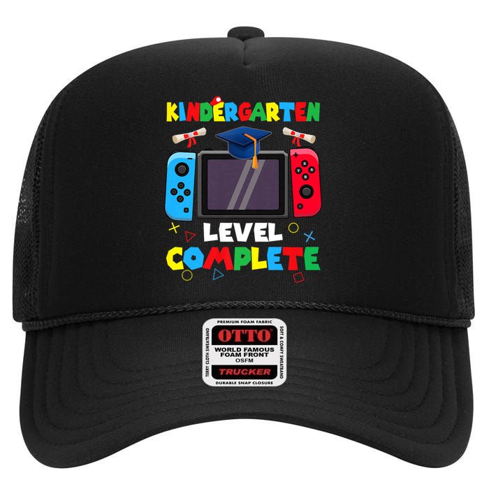 Kindergarten Level Complete Graduation Class 2024 Gamer High Crown Mesh Back Trucker Hat