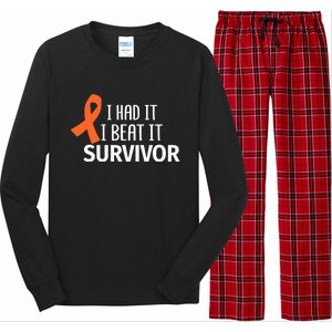 Kidney Leukemia Cancer Had It Beat It Survivor Orange Ribbon Gift Long Sleeve Pajama Set