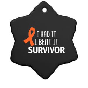 Kidney Leukemia Cancer Had It Beat It Survivor Orange Ribbon Gift Ceramic Star Ornament