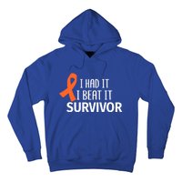 Kidney Leukemia Cancer Had It Beat It Survivor Orange Ribbon Gift Hoodie