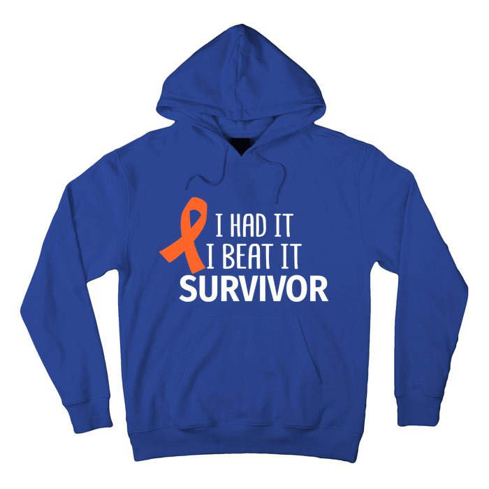 Kidney Leukemia Cancer Had It Beat It Survivor Orange Ribbon Gift Hoodie