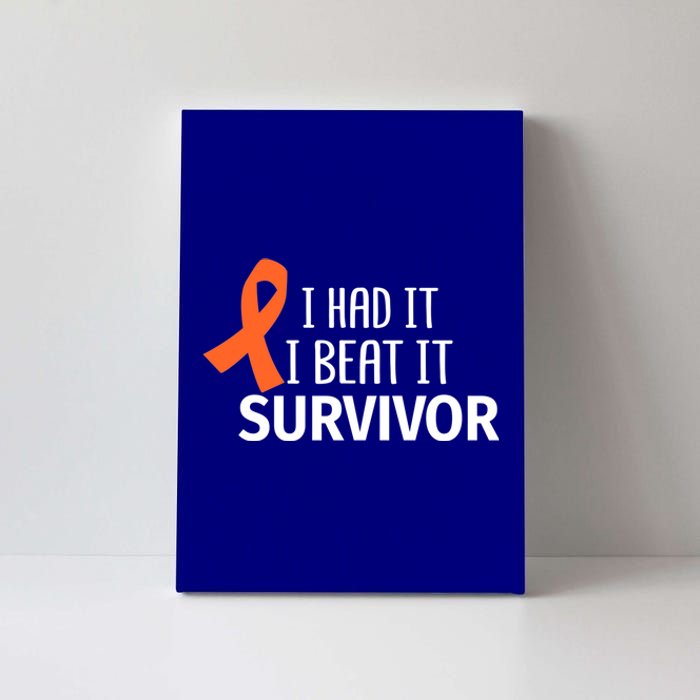 Kidney Leukemia Cancer Had It Beat It Survivor Orange Ribbon Gift Canvas