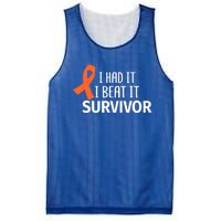 Kidney Leukemia Cancer Had It Beat It Survivor Orange Ribbon Gift Mesh Reversible Basketball Jersey Tank