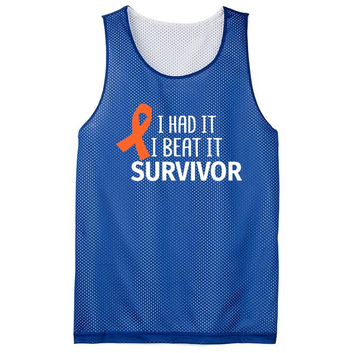 Kidney Leukemia Cancer Had It Beat It Survivor Orange Ribbon Gift Mesh Reversible Basketball Jersey Tank