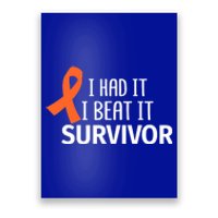 Kidney Leukemia Cancer Had It Beat It Survivor Orange Ribbon Gift Poster