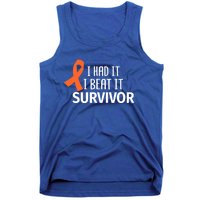 Kidney Leukemia Cancer Had It Beat It Survivor Orange Ribbon Gift Tank Top