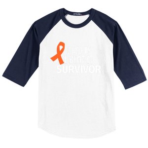 Kidney Leukemia Cancer Had It Beat It Survivor Orange Ribbon Gift Baseball Sleeve Shirt