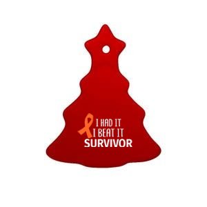 Kidney Leukemia Cancer Had It Beat It Survivor Orange Ribbon Gift Ceramic Tree Ornament