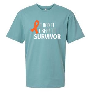 Kidney Leukemia Cancer Had It Beat It Survivor Orange Ribbon Gift Sueded Cloud Jersey T-Shirt