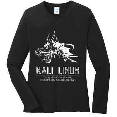 Kali Linux Dragon & Tagline Ladies Long Sleeve Shirt