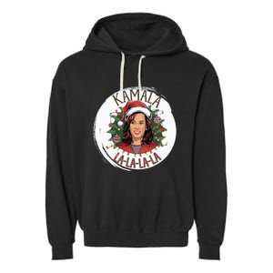 Kamala Lalalala Funny Christmas Holiday Harris Walz Song Garment-Dyed Fleece Hoodie