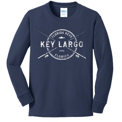 Key Largo Fl Vintage Crossed Fishing Rods Kids Long Sleeve Shirt