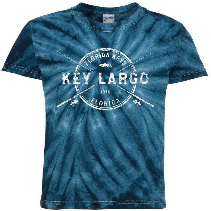 Key Largo Fl Vintage Crossed Fishing Rods Kids Tie-Dye T-Shirt