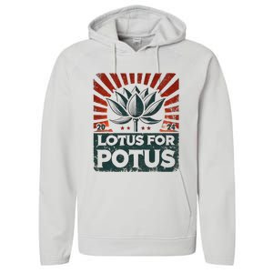 Kamala Lotus For Potus Potus Yes She Kam Performance Fleece Hoodie