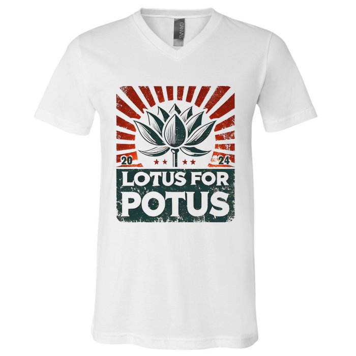 Kamala Lotus For Potus Potus Yes She Kam V-Neck T-Shirt