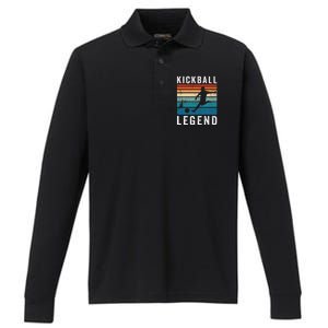 Kickball Legend Funny Kickball Player Retro Kickball Performance Long Sleeve Polo