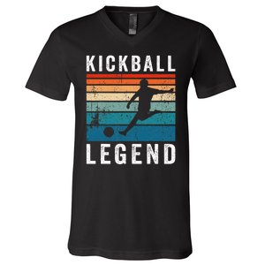 Kickball Legend Funny Kickball Player Retro Kickball V-Neck T-Shirt